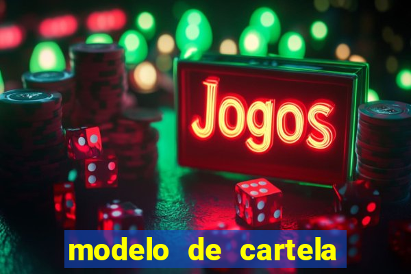 modelo de cartela de bingo em branco